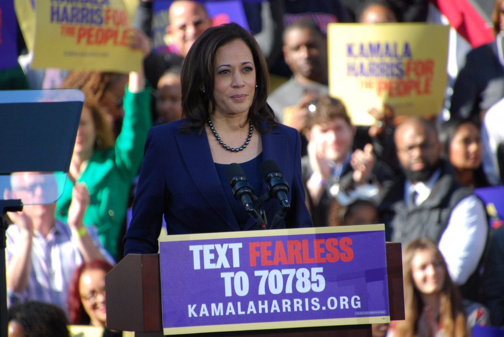 U.S. Sen. Kamala Harris speaks during her first campaign rally outside Oakland City Hall on Jan. 27. Harris announced she is running for President of the United States on Jan. 21.