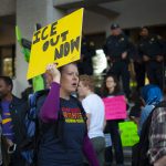 Protesters outside the Alameda County Sheriff's Office on Aug. 16, 2017, calling for an end to cooperation between local law enforcement and U.S. Immigration and Customs Enforcement. Photo: Scott Morris
