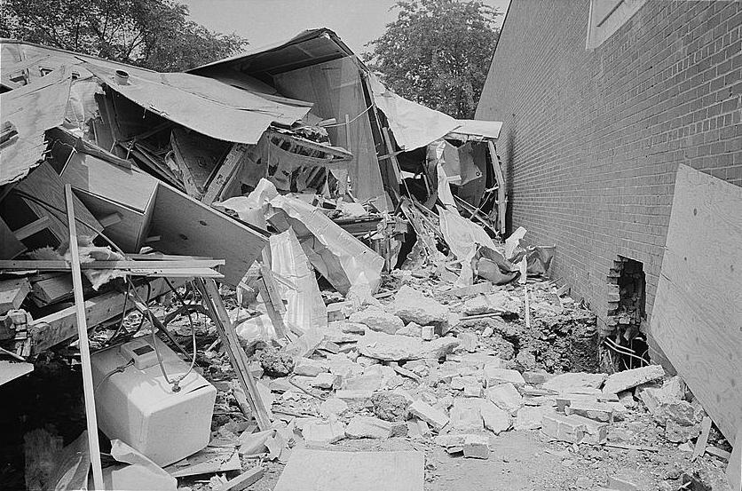 Bomb wreckage near the Gaston Motel. Photo: Marion S. Trikosko, Library of Congress.
