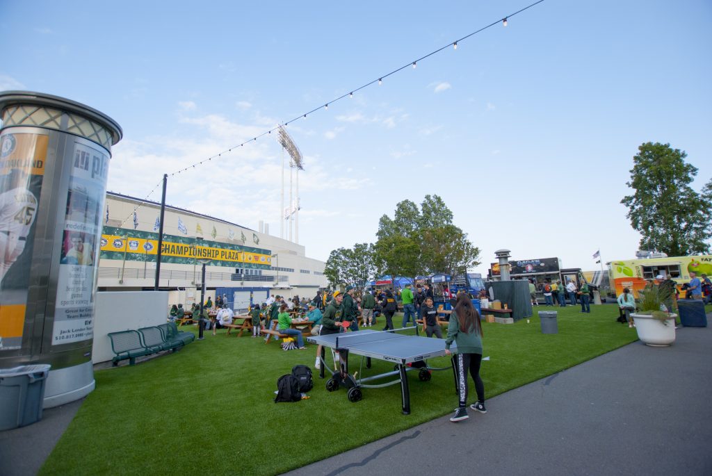 Championship Plaza outside the Oakland Coliseum. Photo by Scott Morris.