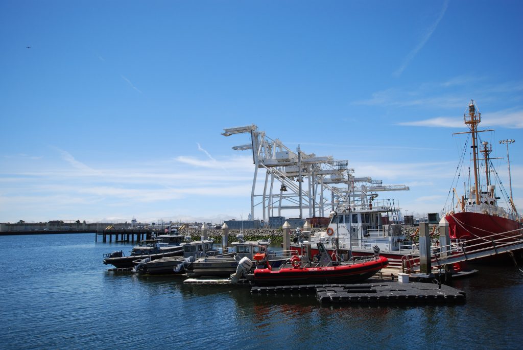 Howard Terminal as viewed from the Oakland Ferry Terminal. Photo by Scott Morris.