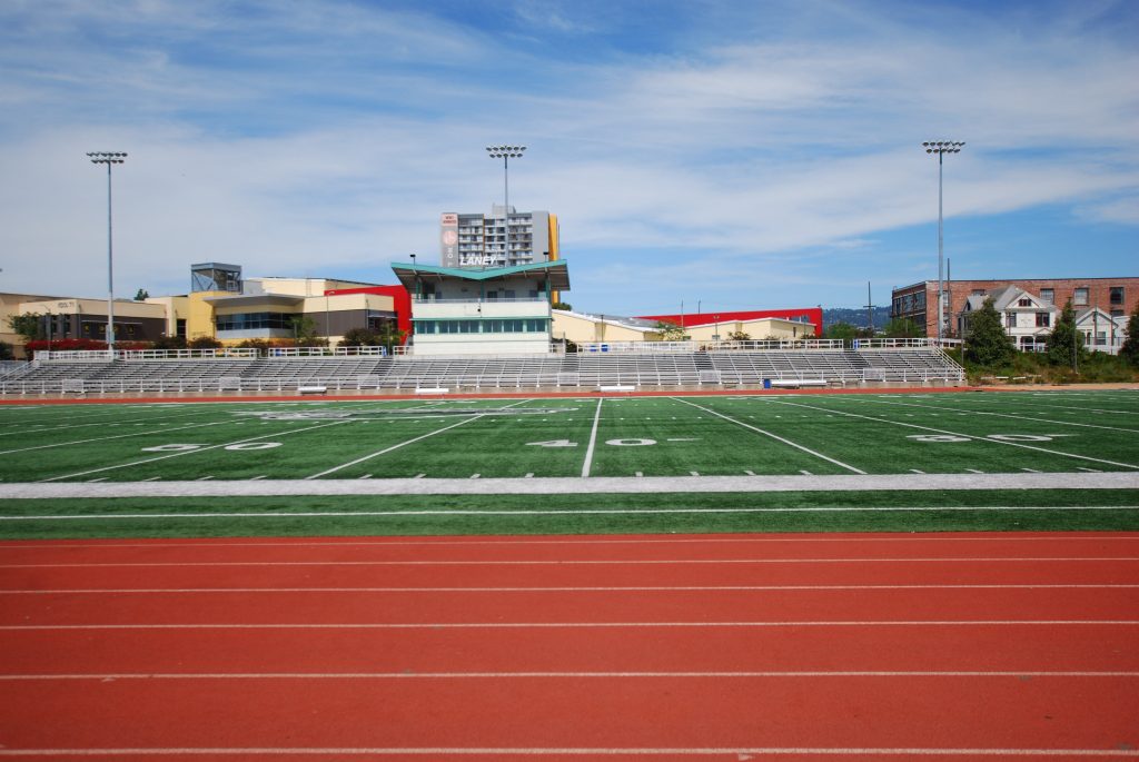 The athletic field at Laney College. Photo by Scott Morris.