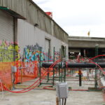 Equipment used at an Environmental Protection Agency Superfund site at a former AMCO plant in West Oakland, California.